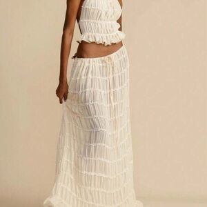Elegant Cream Maxi Skirt and top SET